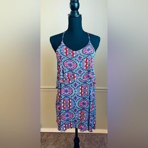 Dee Elle Red White Blue Sleeveless Tunic Dress Size S